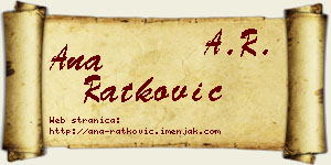 Ana Ratković vizit kartica